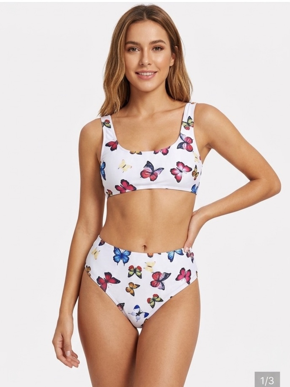⭐️HOST PICK⭐️ Shein White Butterfly Bikini Matching 2 Piece Set Medium